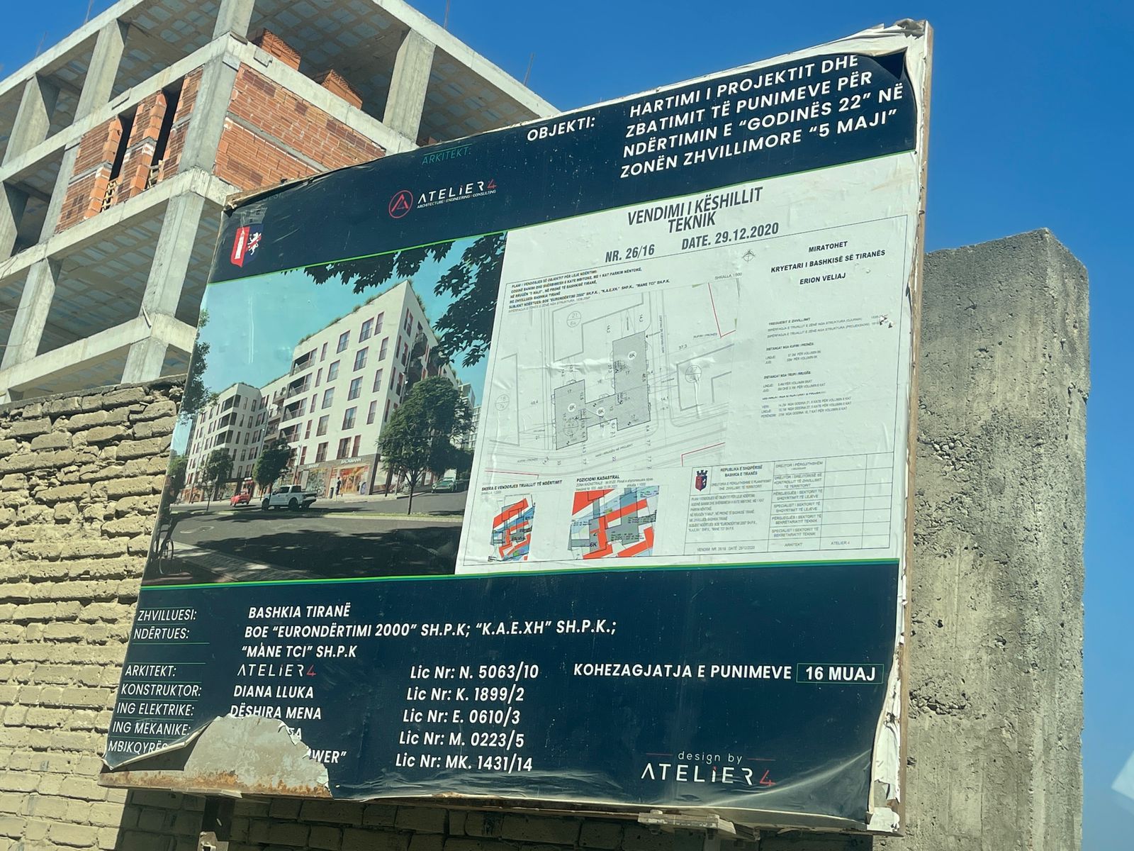 Hartimi i projektit dhe zbatimit te punimeve per ndertimin e Godines 22 ne zonen zhvillimore 5 Maji